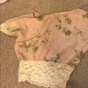 Off the shoulder sheer adorable shirt